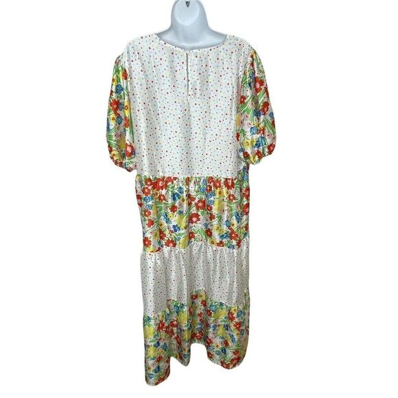 twisted Wunder Plus London Smock Midi dress 16 Mixed Patchwork Floral Dots - Picture 7 of 11